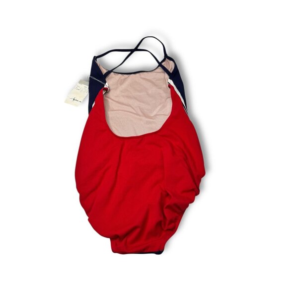 Ralph Lauren Womens One Piece Swimsuit Size 14 Navy Red Striped - Picture 7 of 9